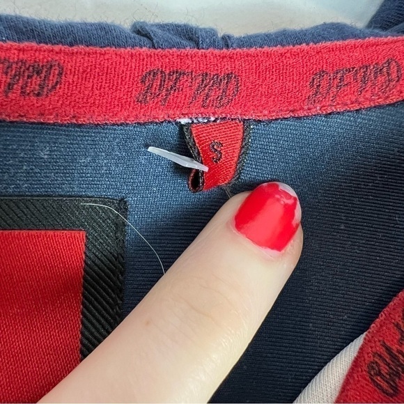 DFND London Jacket Hoodie Mens small Blue Gold full zip up abstract - Picture 6 of 11